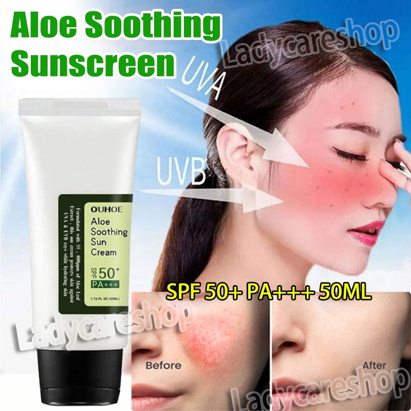 Aloe Soothing Sun Cream SPF 50 PA+++ 50ml Aloe Extract Mild Hydrating ...