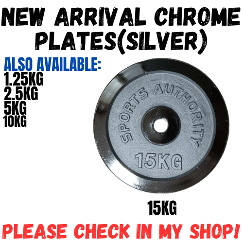 CHROME PLATES 15KG DUMBBELL BARBELL GYM PLATES SPORTS AUTHORITY