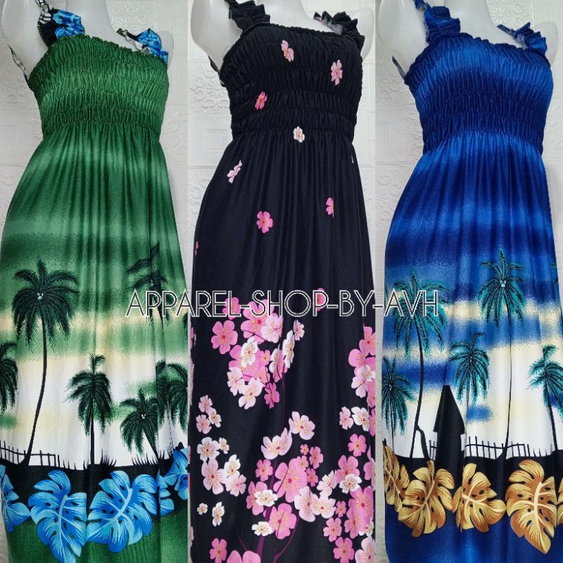 Smocking Dress Long Ruffles Strap / For Adult Women Midi Dress | Shopee ...