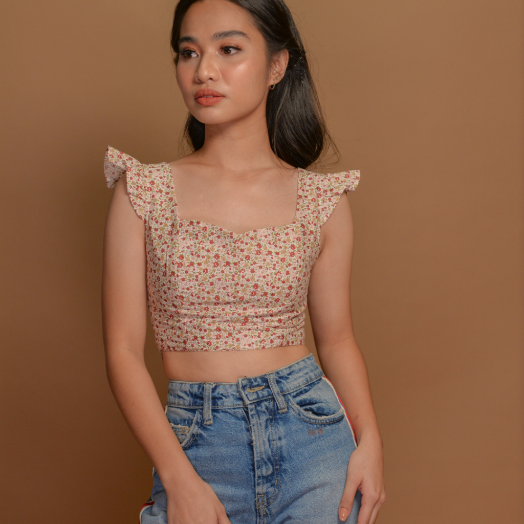 Celeste Top Floral Chic Feminine Crop Top SMALL BODY FRAMES ONLY