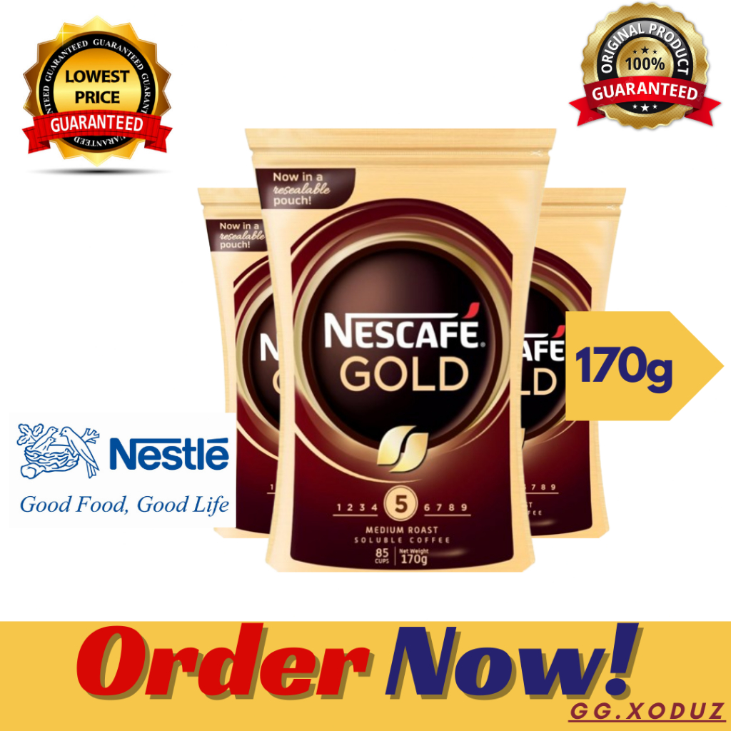 Nescafe Premium Gold Instant Coffee Resealable Pouch of 85 cups 170g ...