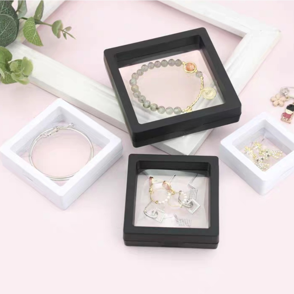 Jewelry Box Floating Frame 3D Display Rings Bracelets PE Film Storage ...
