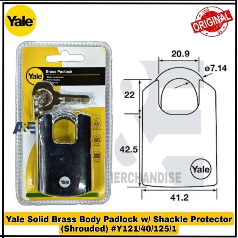 Yale Solid Brass Body Padlock with Shackle Protector (Shrouded) Y121/40