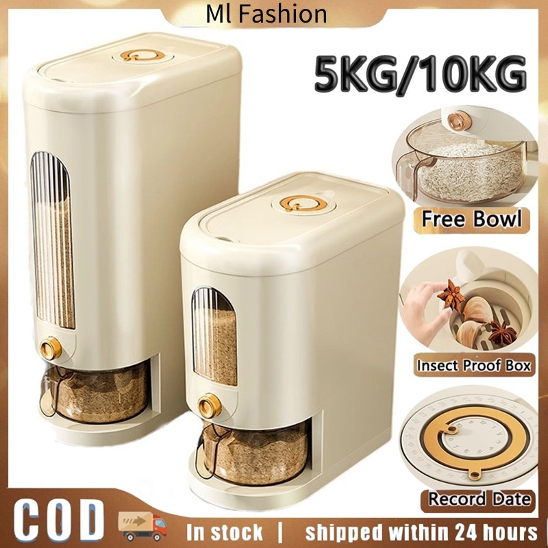 Smart Rice Storage Container | Push-Button Food Dispenser | Sealed ...