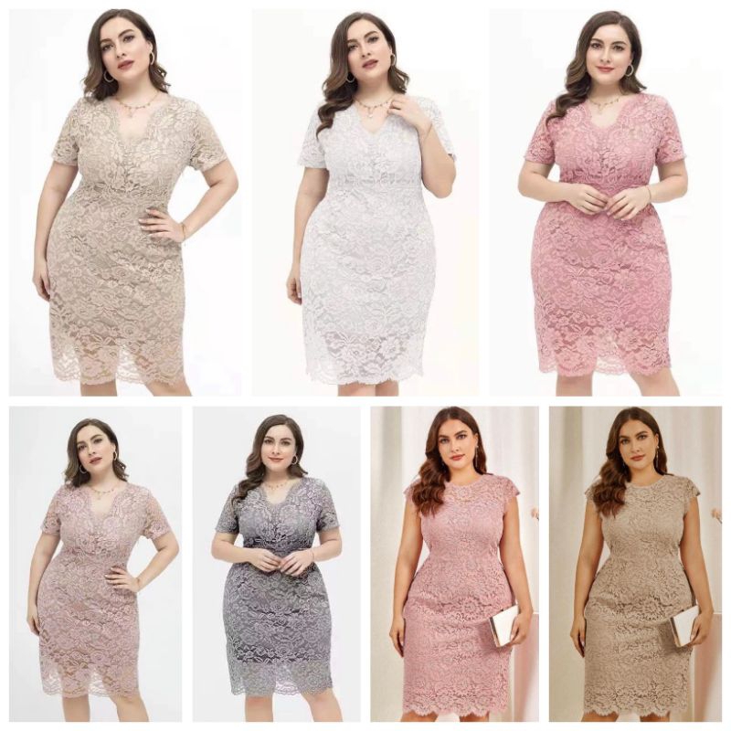 T300 3044 3037 Lace Elegant Plus size Dress FIT TO XL Shopee Philippines