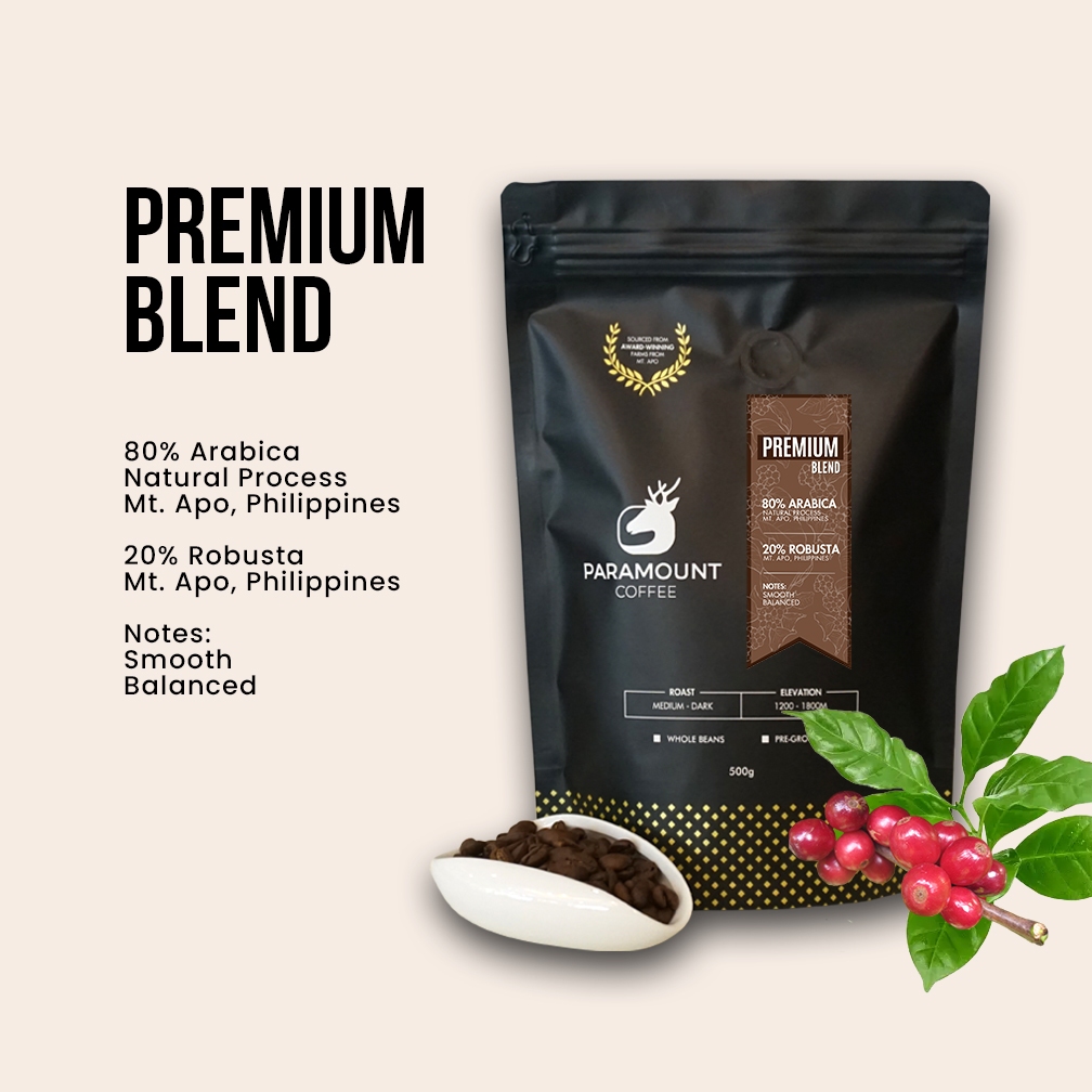 Mt. Apo Premium Blend Whole Coffee Beans (80% Natural Arabica 20% ...