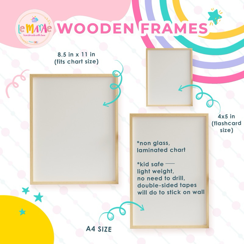Wooden Frame A4 Short A3 for CHARTS WALL DECOR Kids Toddler wall frame ...
