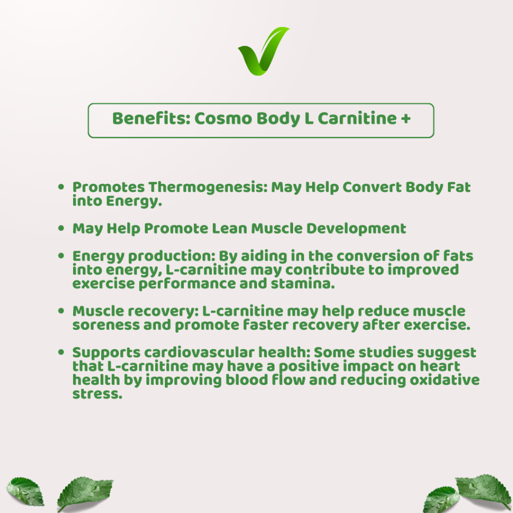 Cosmo Body Fitness Pack: Bundle of Cosmo Body L Carnitine + Green Tea ...