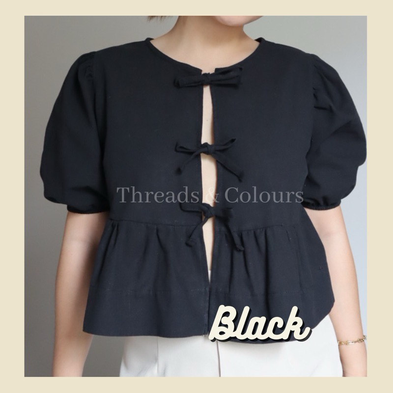 Threads & Colours | MARGU | 3 Ribbon Front Top (Ganni Blouse inspired ...