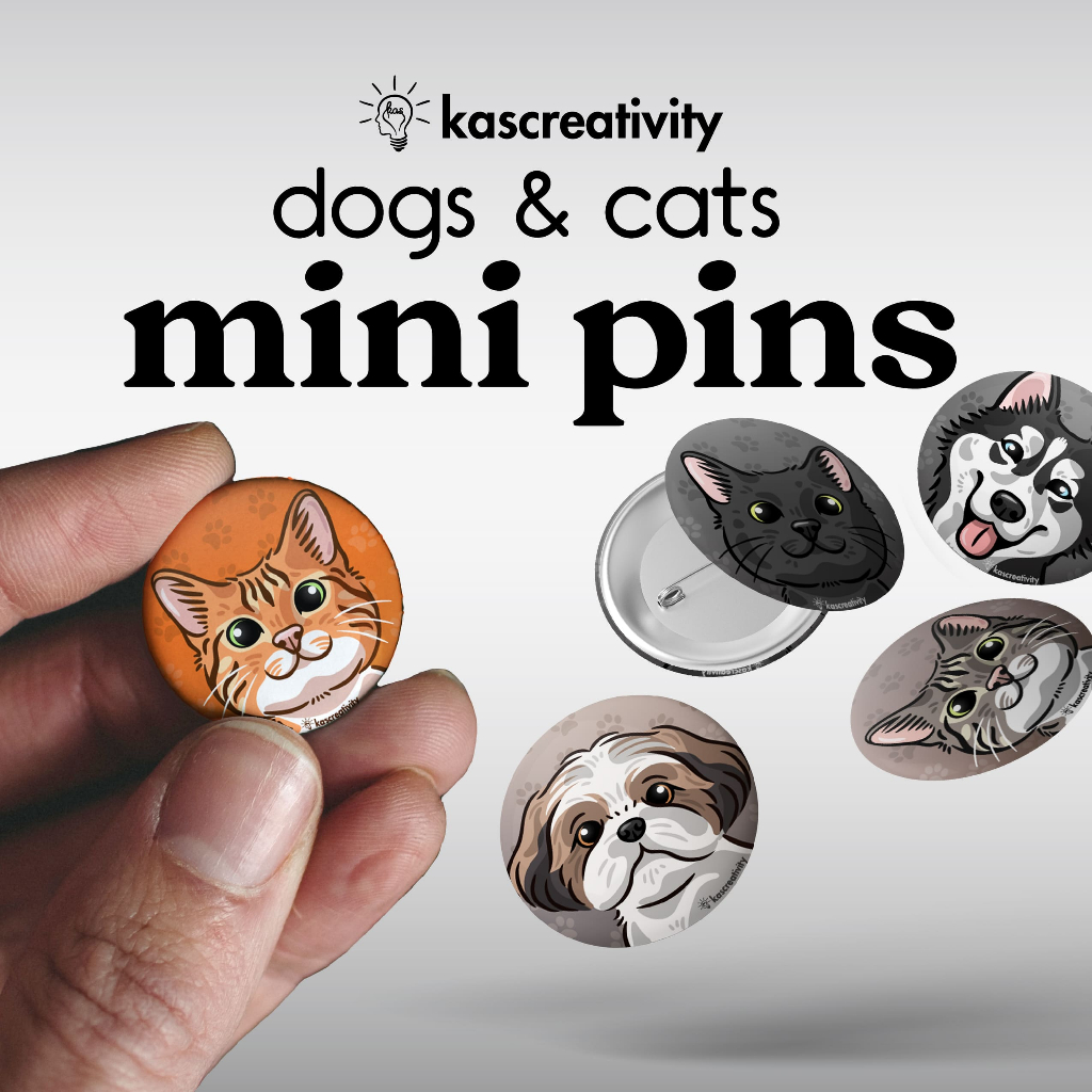 DOGS & CATS Mini Button Pins Badge by kascreativity | Shopee Philippines