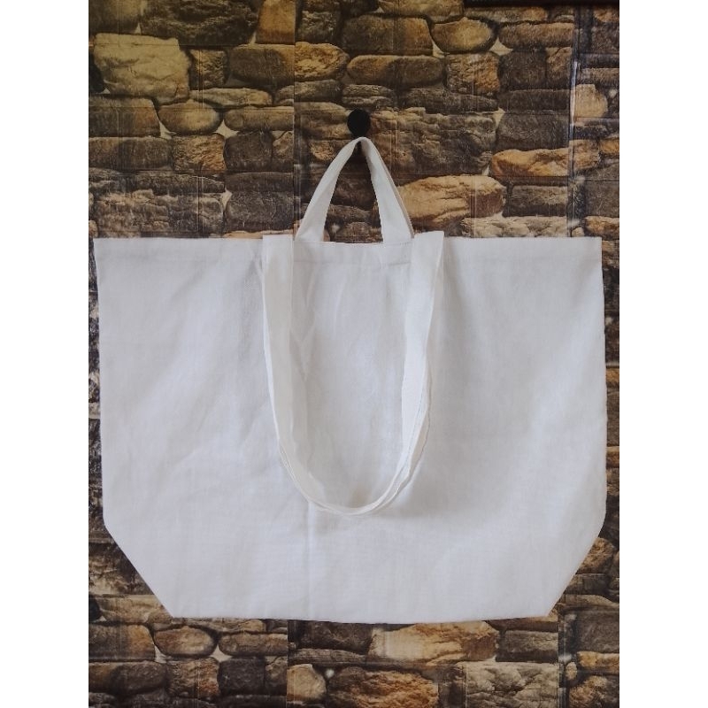 Canvas Grocery Bag 18x18x7 Double Strap with inside Pocket Shopee
