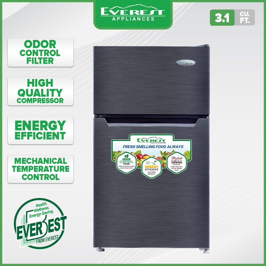 EVEREST Et2r89l Two Door Refrigerator with Odor Control Filter - 3.1 cu ...
