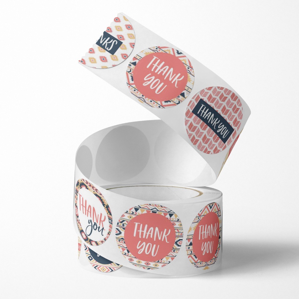 1Roll 500pcs Thank You tape Thankyou Flower Round Seal Sticker Tags ...