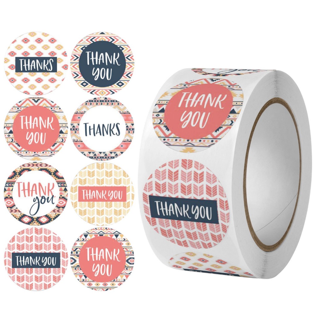 1Roll 500pcs Thank You tape Thankyou Flower Round Seal Sticker Tags ...