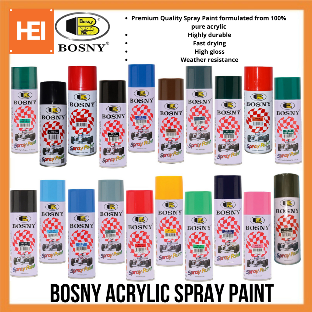 #3 - #30 BOSNY 100% Acrylic Spray Paint Assorted Colors | Shopee ...