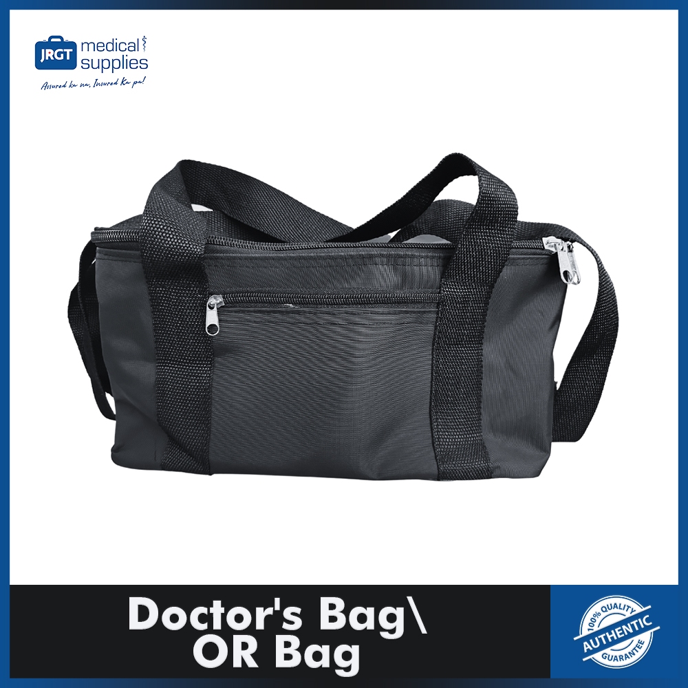 Doctor's Bag / OB Bag / Medical Sling Bag (Black Leather) Portable