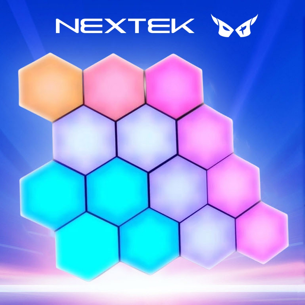 NEXTEK RGB Hexagon Light & DIY wall light with Bluetooth remote control ...