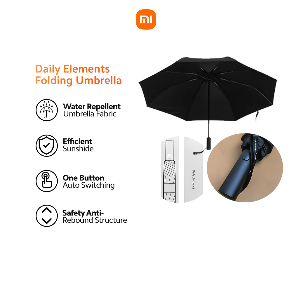 Xiaomi DailyElements Automatic Folding Umbrella Model (Black) | Shopee ...