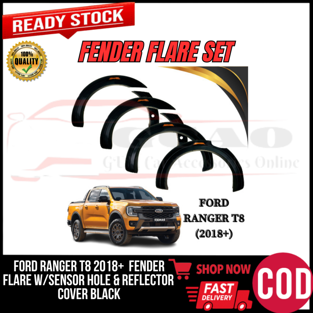 GCAO Ford Ranger T8 2018+ Fender Flare W/ Sensor Hole &Reflector Cover ...