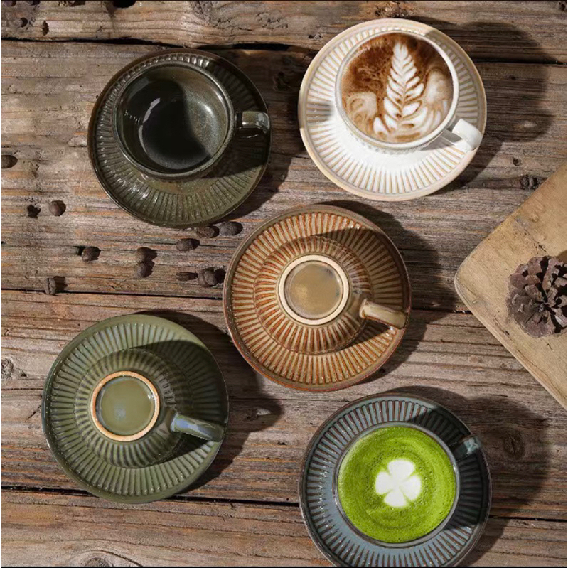 Kitchen Plus 250mL Vintage Ceramic Coffee Cup and Saucer Set KP539 ...