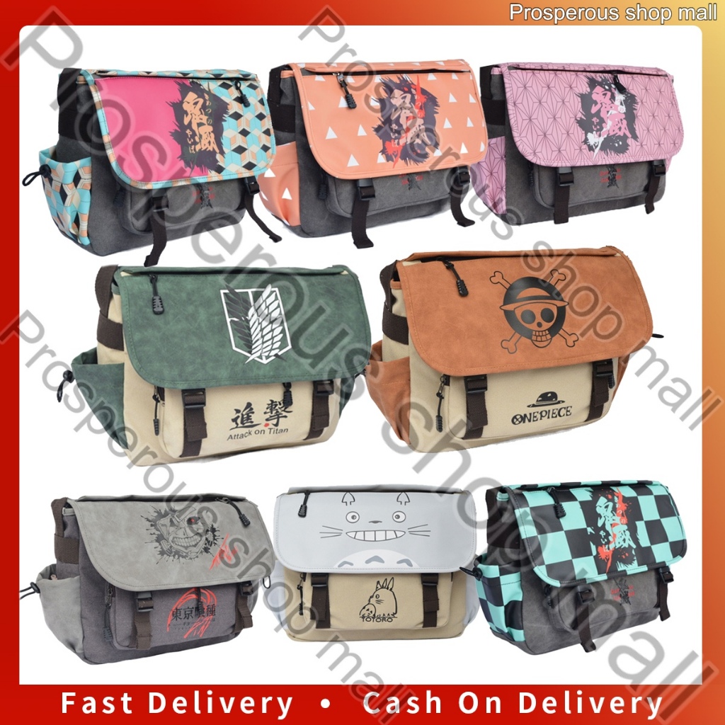 one piece anime bag anime sling bag attack on titan demon slayer TOTORO ...
