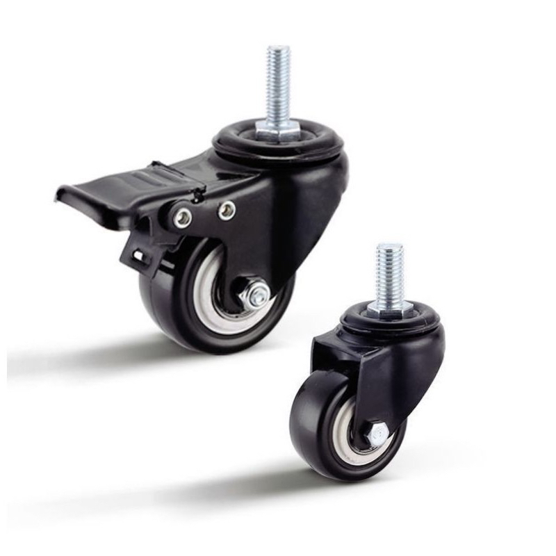 Caster Wheels Mute Double Shafts Light Flat Bottom Swivel With Lock1
