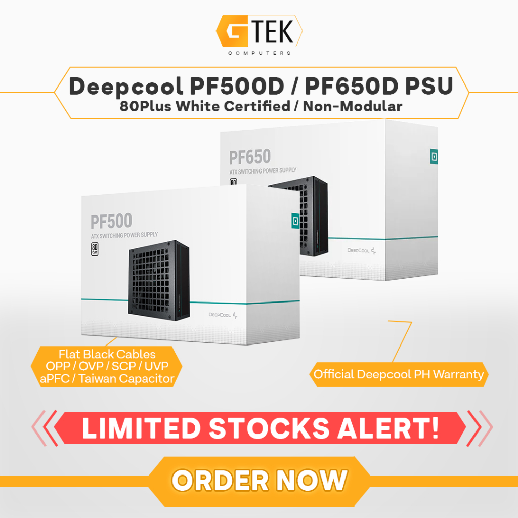 Deepcool PF500 500W PF650 650W 80 Plus White Non-Modular PSU w/ Flat ...