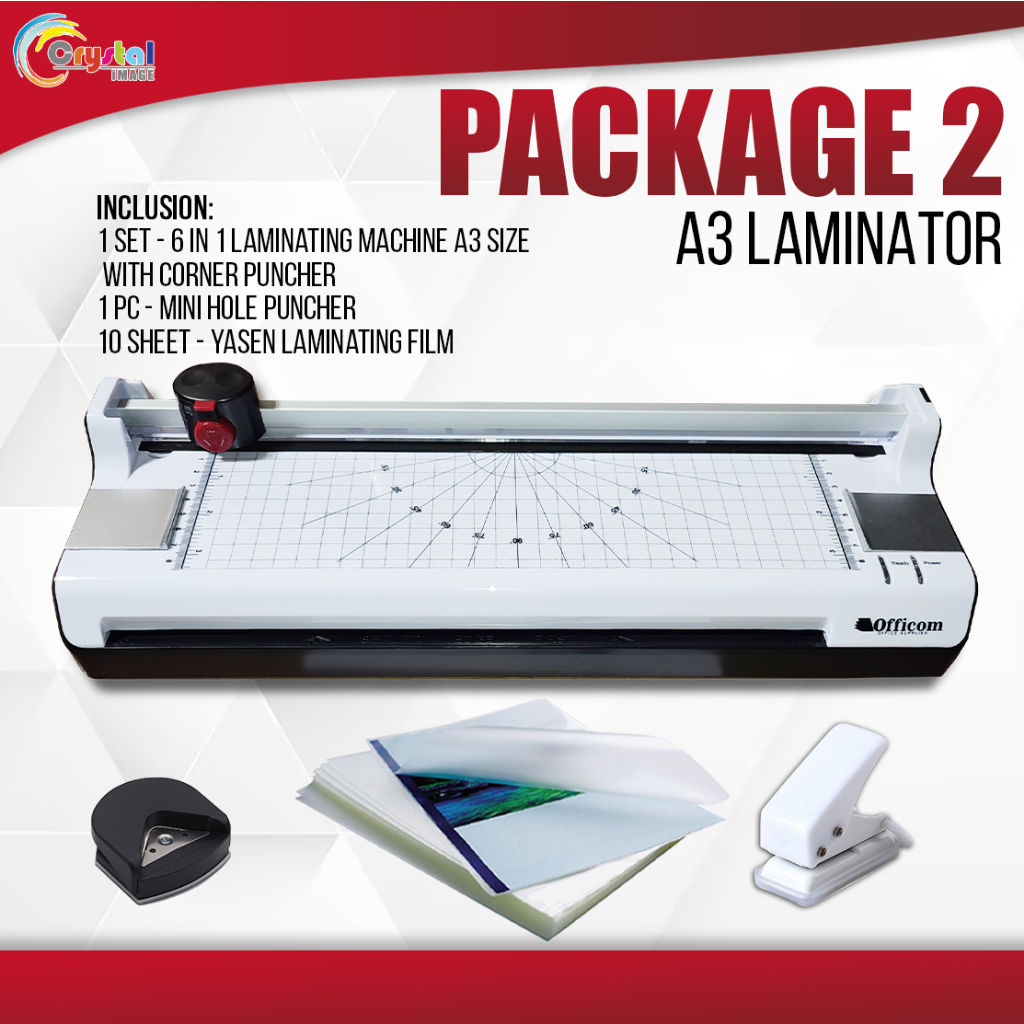 Officom 6-in-1 Hot & Cold Laminator A4 | A3 w/ 3 Way Rotary Cutter | ID ...