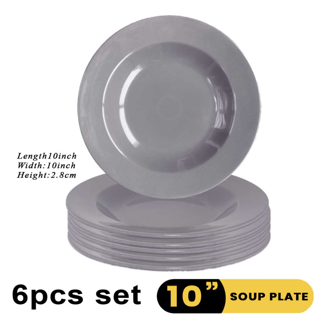 6pcs set Grey Melamine ware Chocolate plates bowls square plates saucer  cups dinnerware (A-688 GREY)