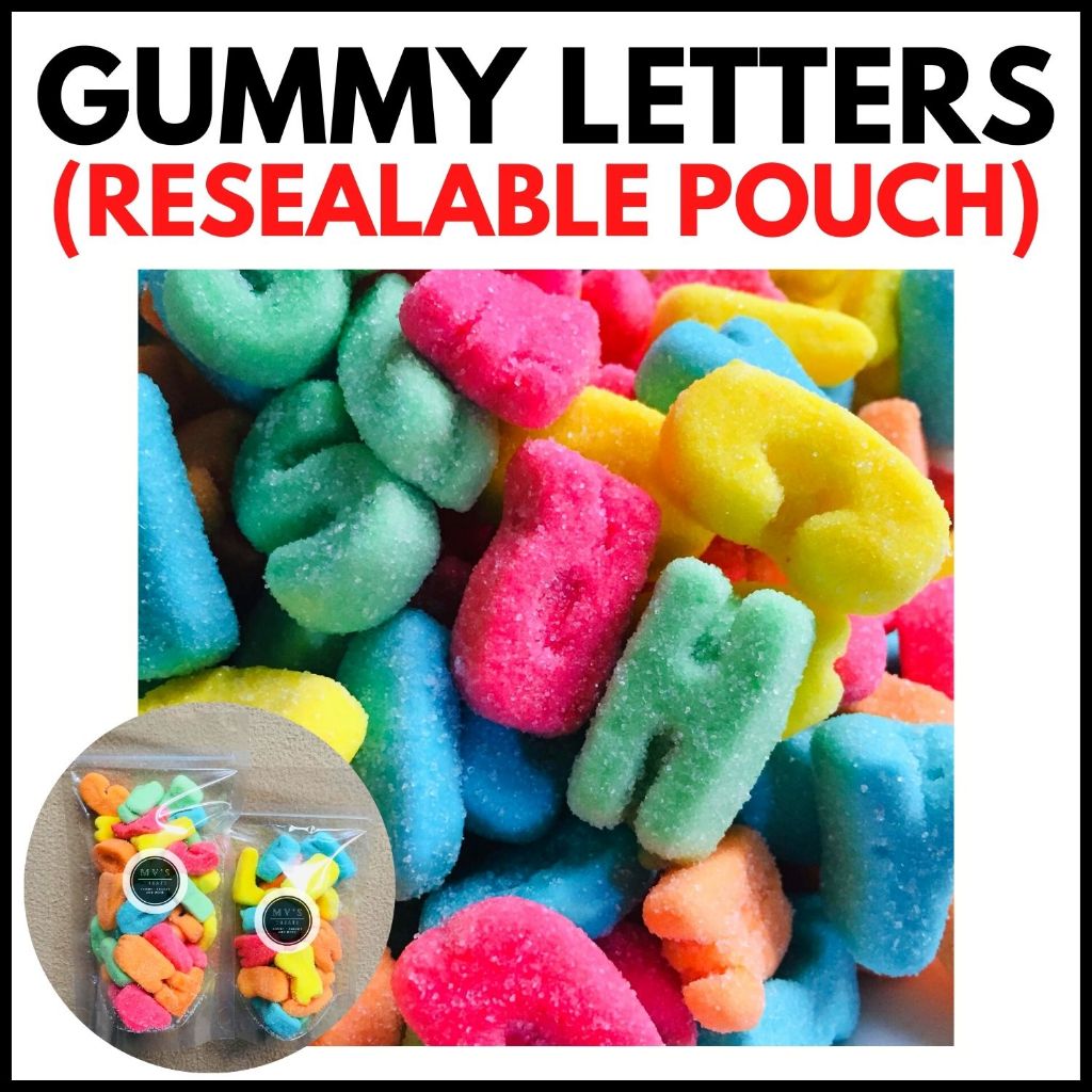 GUMMY LETTERS CHEWY LETTERS (GUMMY CANDY) in RESEALABLE POUCH