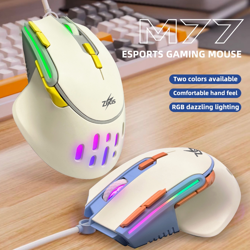 Zeus M-77 eSports Wired RGB Gaming Mouse 2 Colors RGB Mouse Basic Mouse