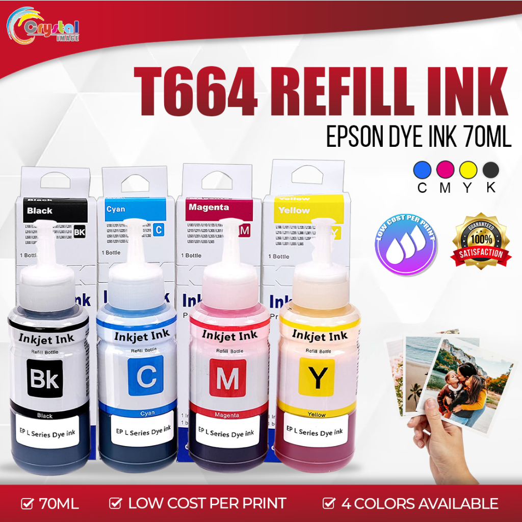 Officom Refill Ink 664 Ink Dye Ink For Epson Printer L120 L121 L101 L210 L360 L405 L101 70ml Dye 6774