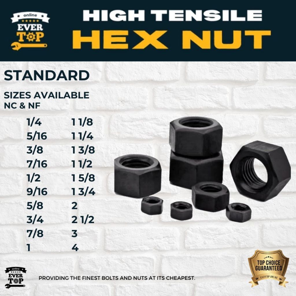 1/4-20 Coarse Thread Grade 8 Hex Nut - Black Oxide Finish For Heavy-Duty Use