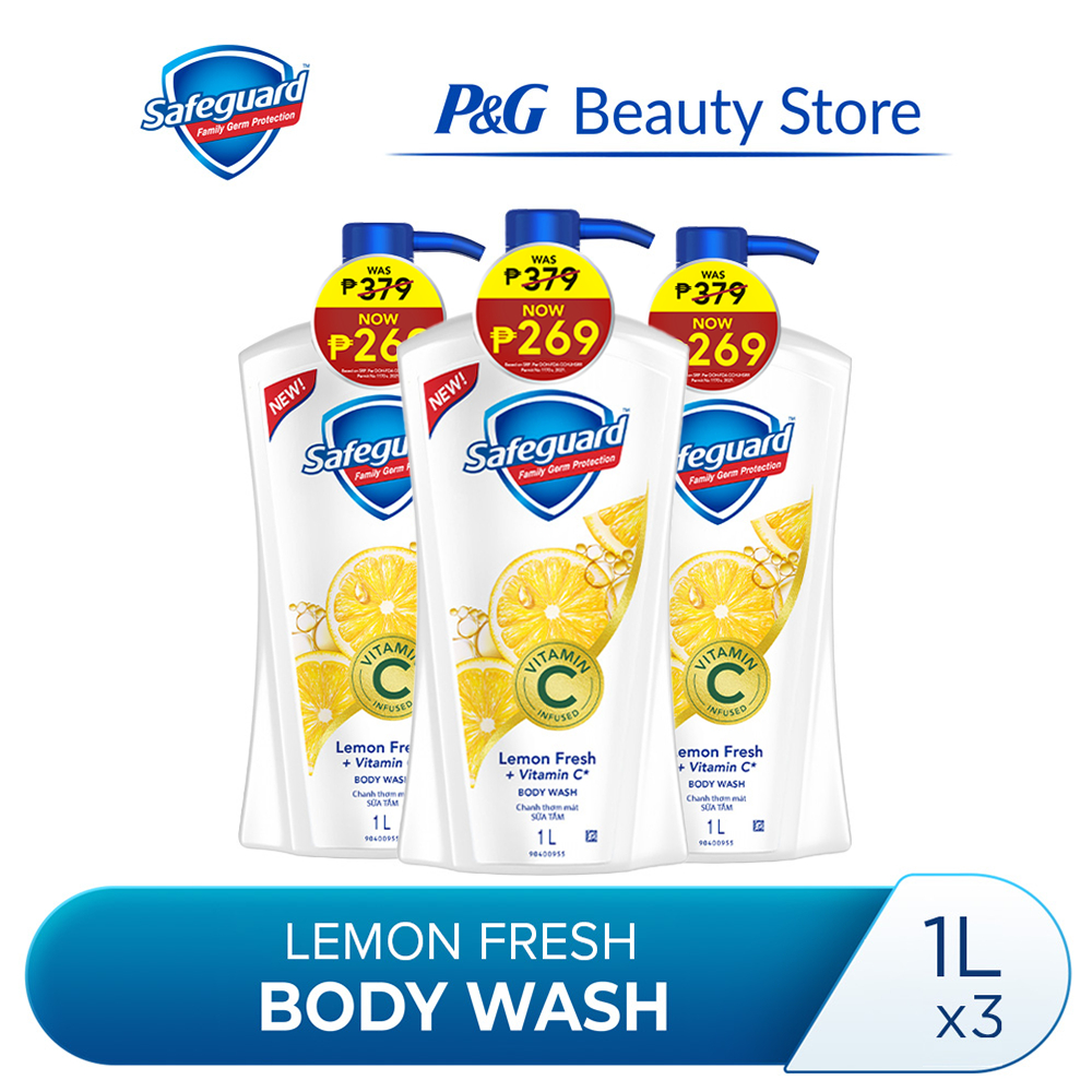 Safeguard Antibacterial Soap Body Wash Lemon Fresh With Vitamin C Lx