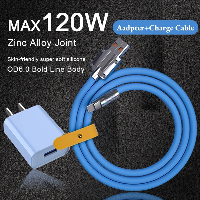 120W Super Charge Adapter Macaron type c charge liquid silicone 6A fast ...