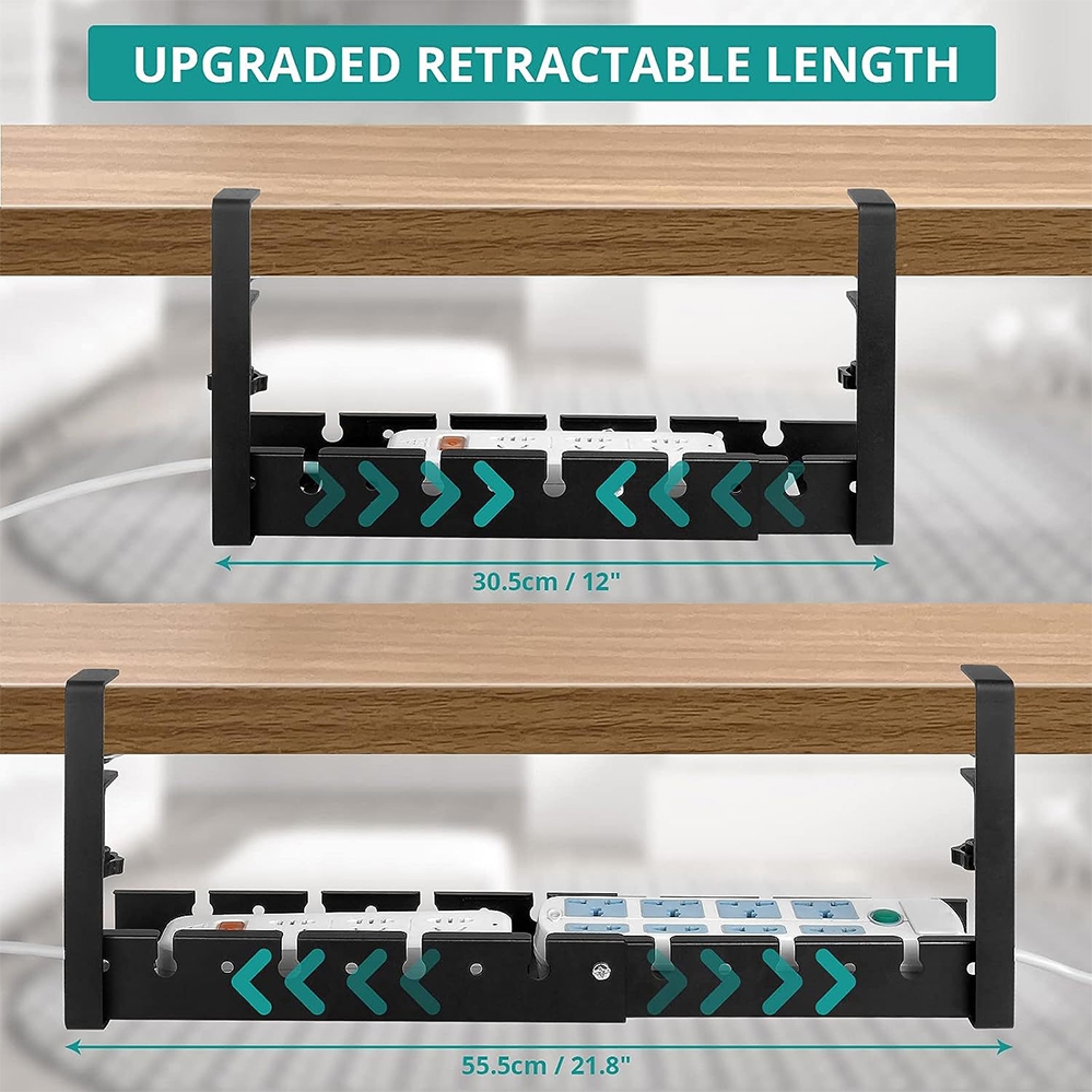 Under Table Scalable Storage Rack Cable Management Tray Desk Socket ...