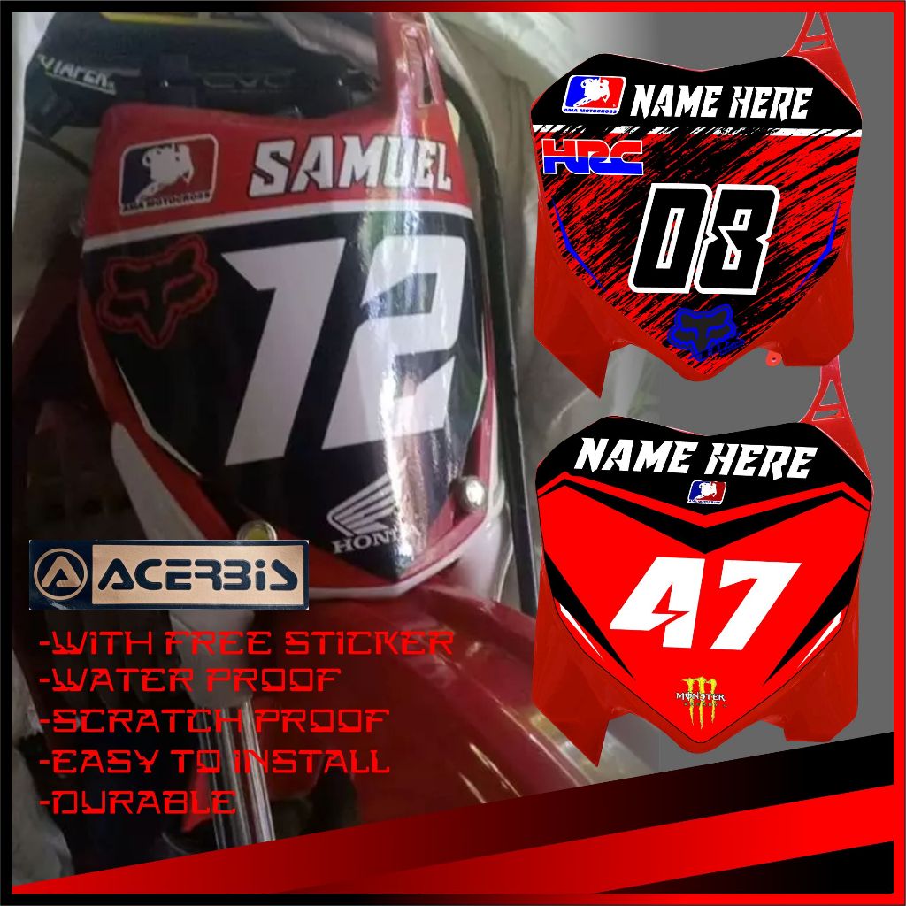 (Red Racing Plate with Sticker) Printable durable and High Quality With ...