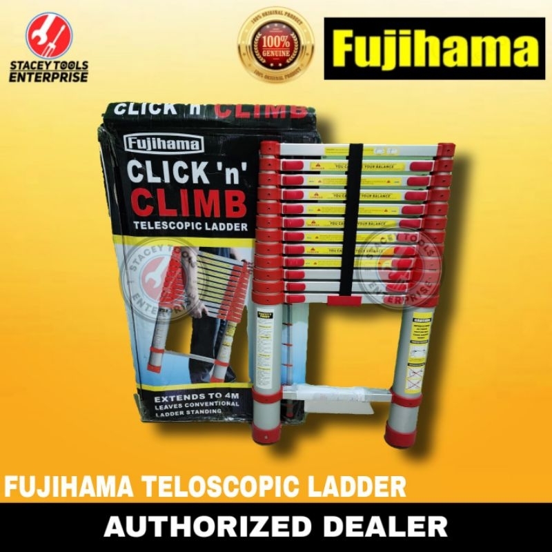 FUJIHAMA Telescopic Ladder 4M Aluminum Extension Ladder Multi-Purpose ...