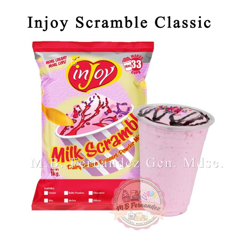 Injoy Milk Scramble Powder Mix 1kg / Classic and Ube Flavor | Shopee ...