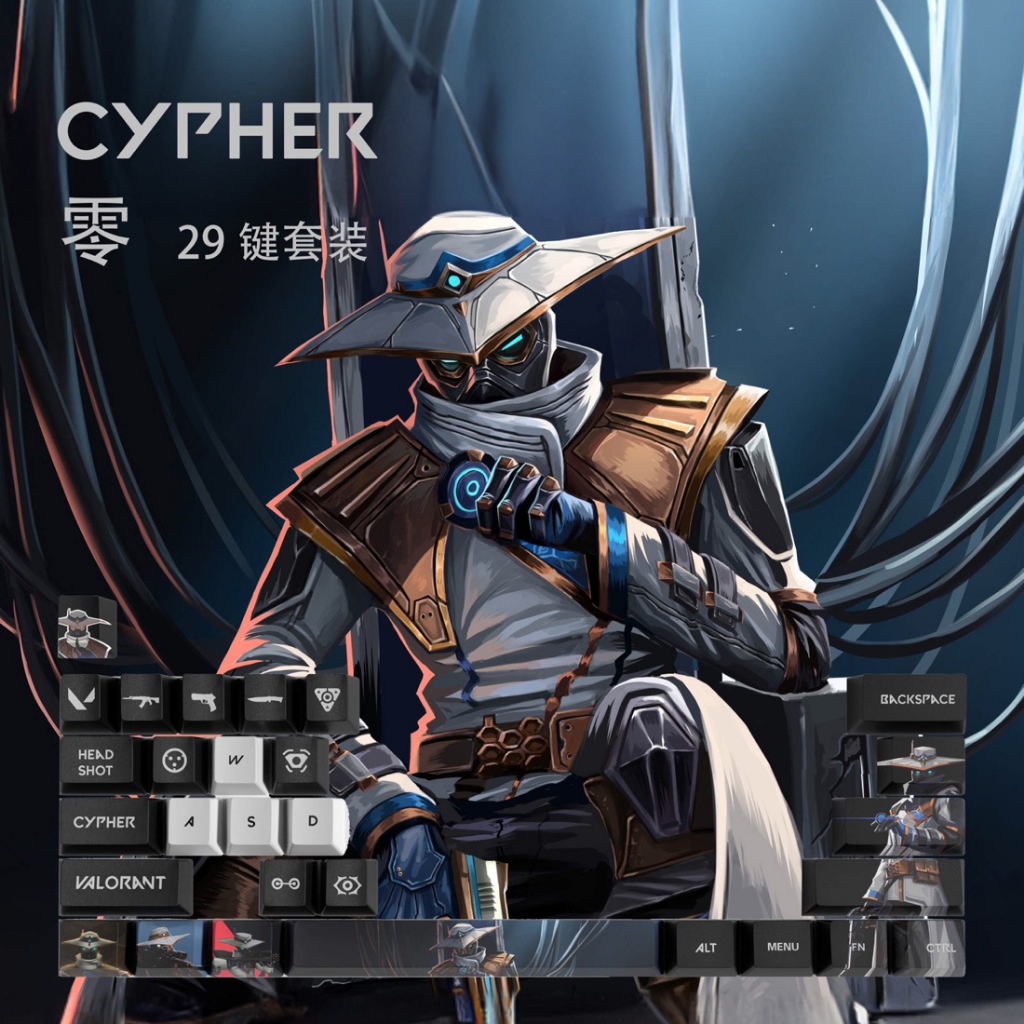 Valorant Cypher Custom PBT dye 29 keys OEM Profile Mechanical Keyboard ...