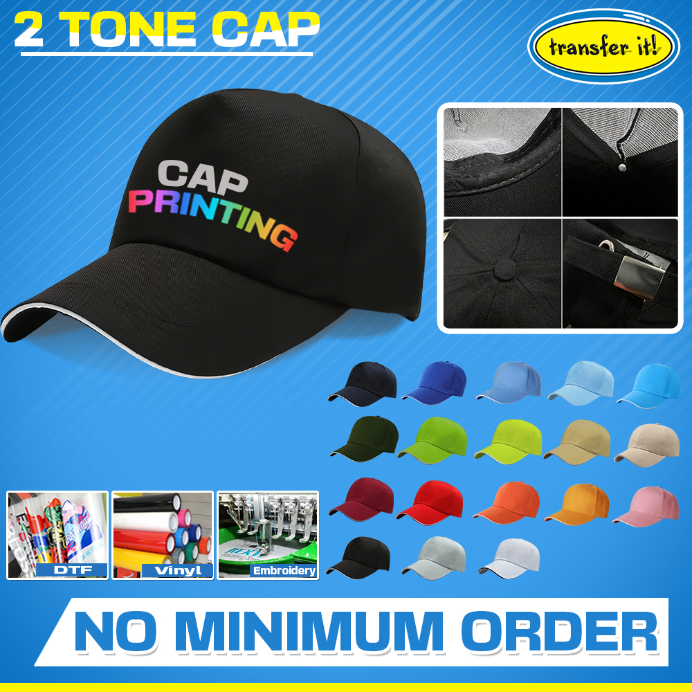 Transfer it Customized 2 tone Cap Digital Design your own Print Logo ...