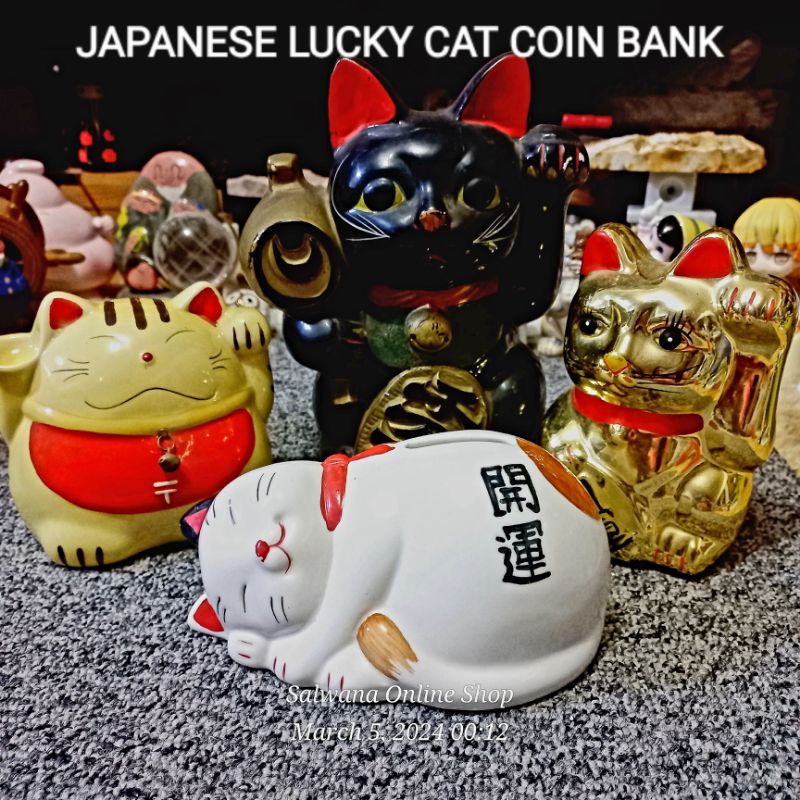 JAPAN LUCKY CAT MANEKI NEKO COIN BANK CERAMIC FIGURINE JAPAN LUCKY CAT MANEKI NEKO COIN BANK CERAMIC FIGURINE