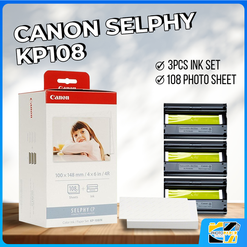 Canon Selphy KP108 Color Ink and Paper Set 3pcs Ink set + 108 Sheet ...