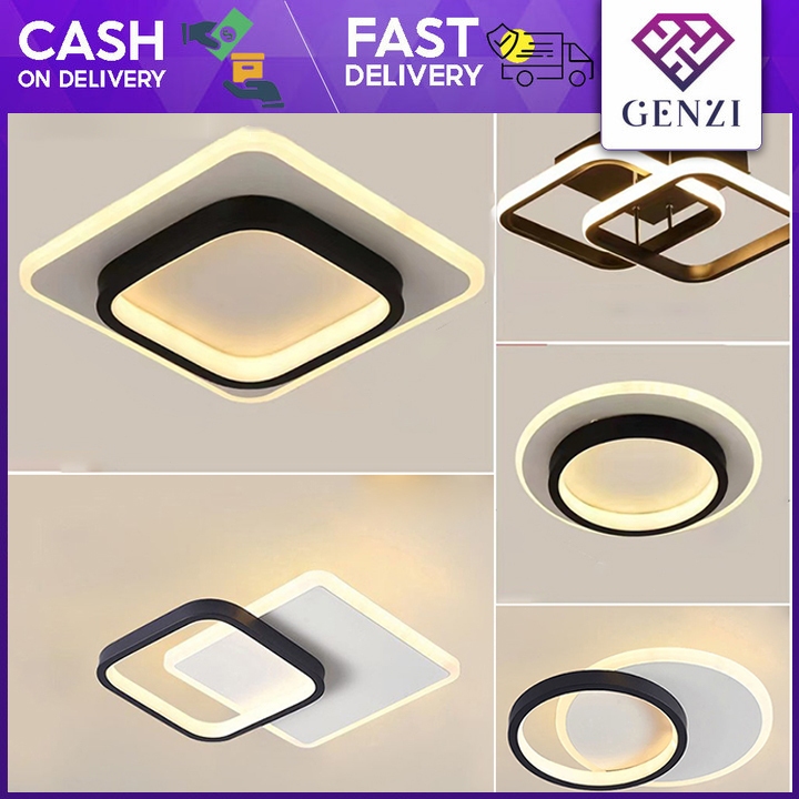 LED Ceiling Light Square Round Tricolor Modern Corridor Lamp for Living ...