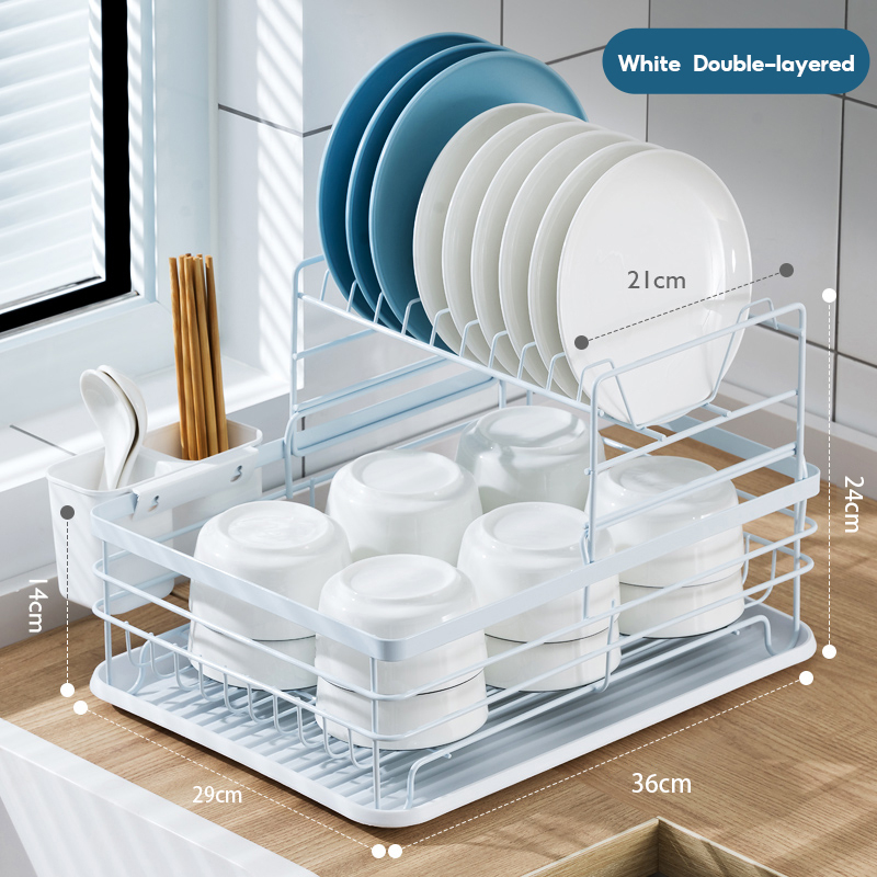 CHIT Dish Rack with Drip Plate Rotatable Drain Rack Stainless Dish ...