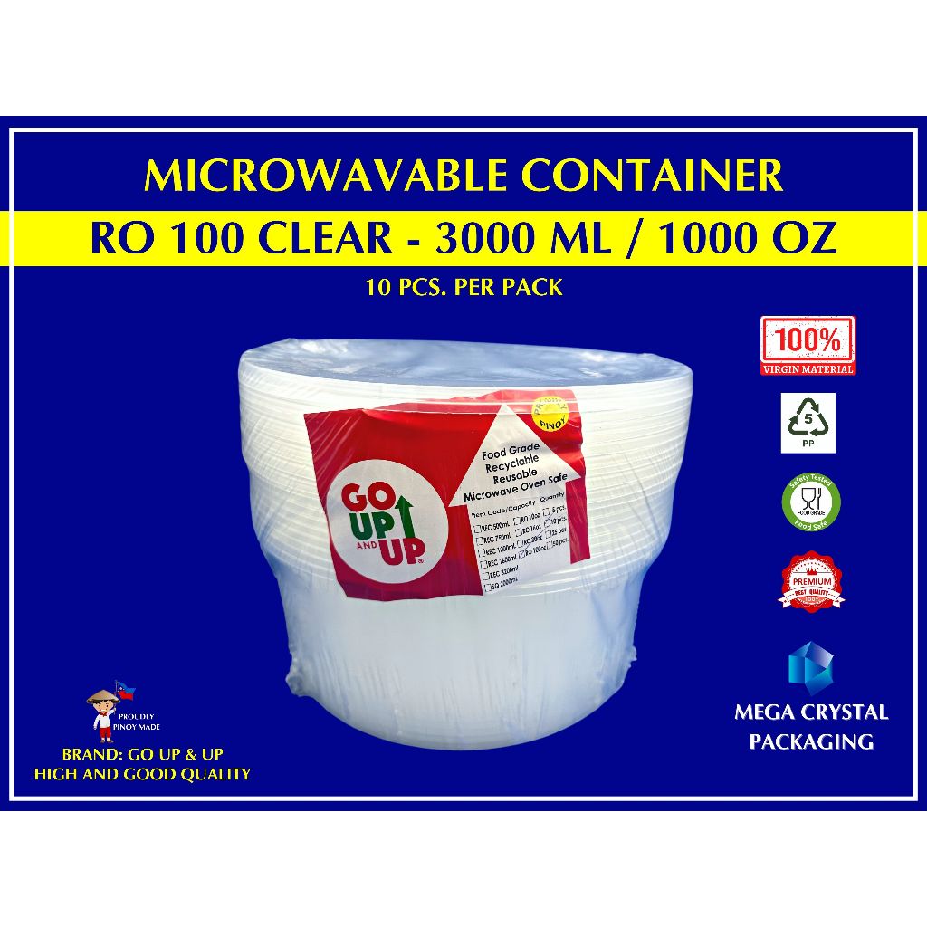 [ 10 Pcs ] Microwavable Container Round RO 100 - Round 3000 ml / 100 oz ...