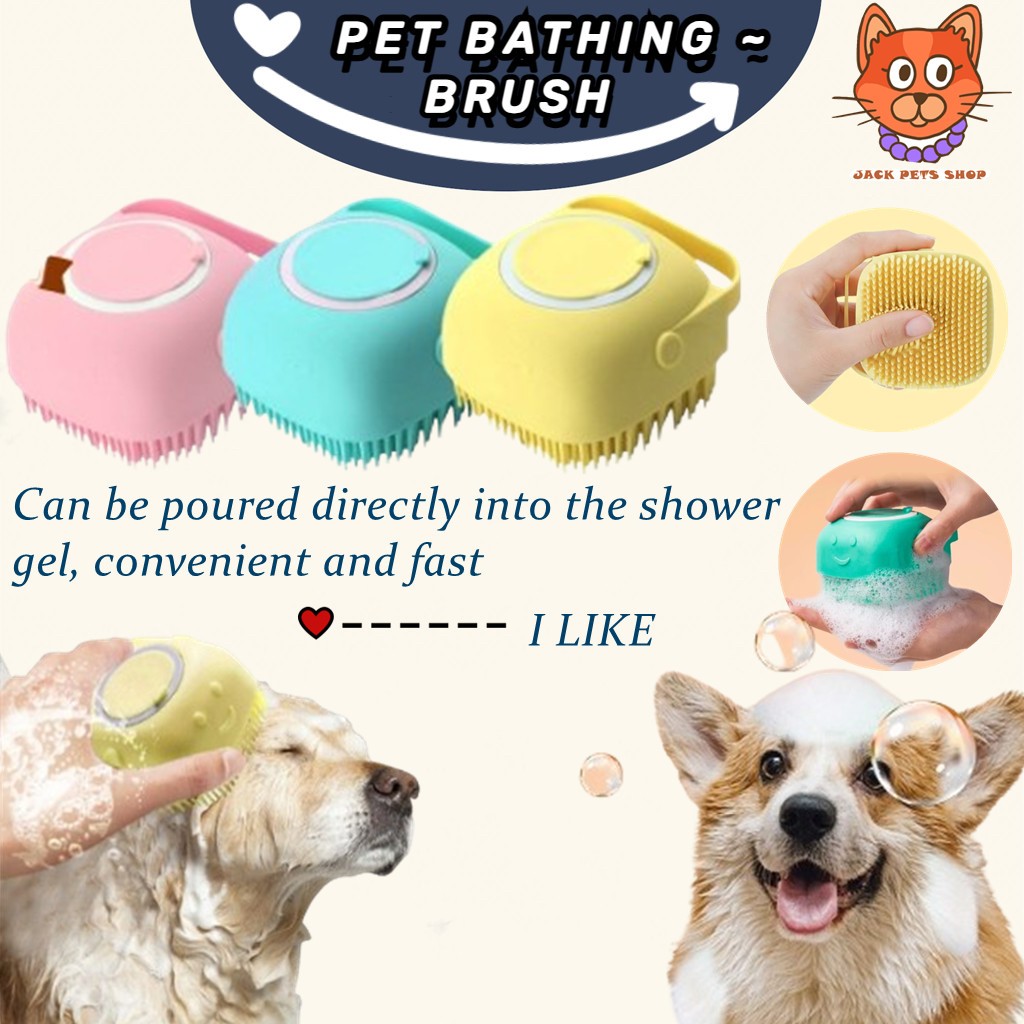 Pet Grooming Shampoo Dispenser Dog Bath Massage Brush Comb Bathroom