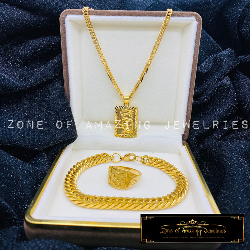 zoaj.ph Dragon Mens 3in1 Set - Necklace Bracelet & Ring | Shopee ...