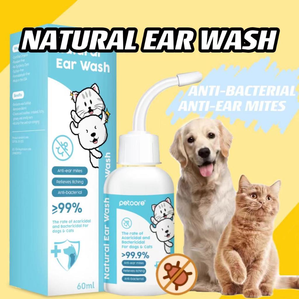 Petcore 60ml Cat Dog Mites Odor Removal Ear Drops Infection Solution ...