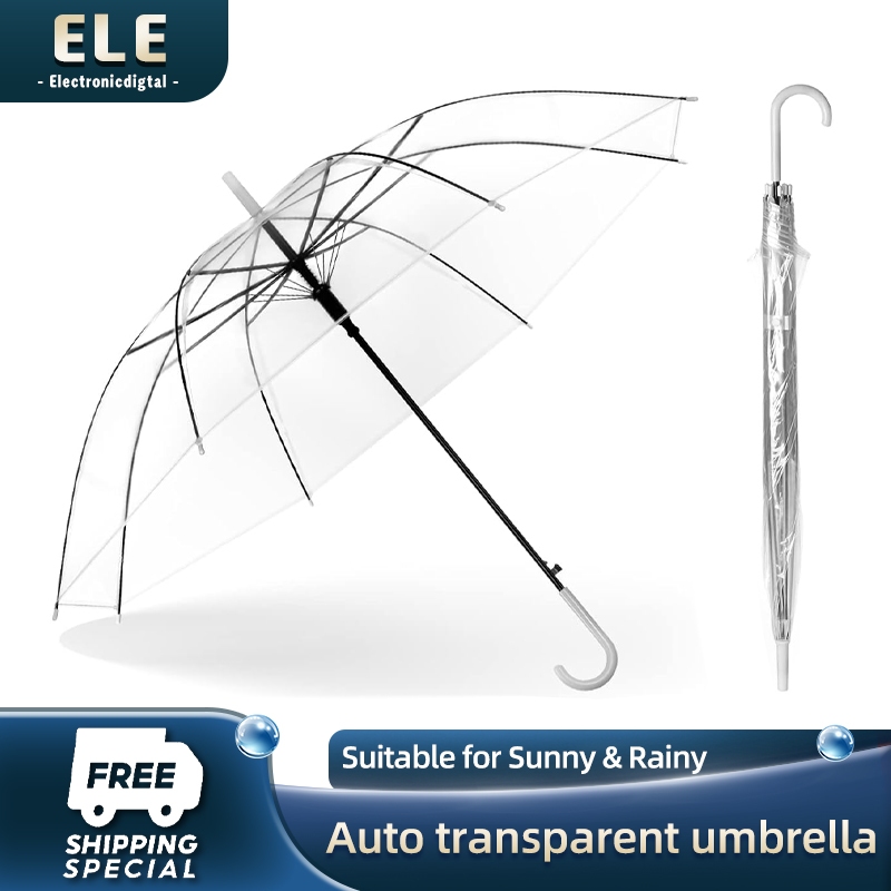 Clear Umbrella Long Umbrella With Handle Straight Rod Transparent ...